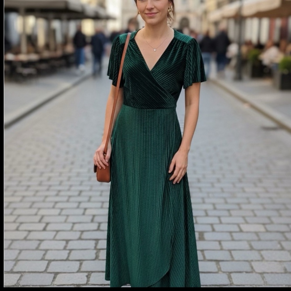 Baltic Born Deep Green Velvet Dress